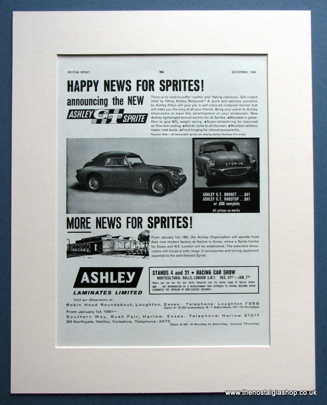 Ashley GT Sprite 1960 Original Advert (ref AD1455)