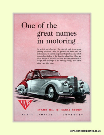 Alvis Set of 2 Original Adverts 1952/53 (ref AD6632)