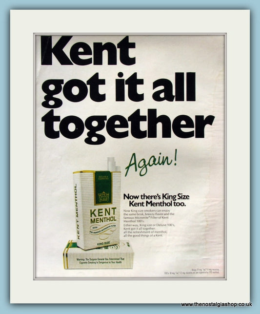 Kent Menthol Cigarettes Original Advert 1971 (ref AD8202)