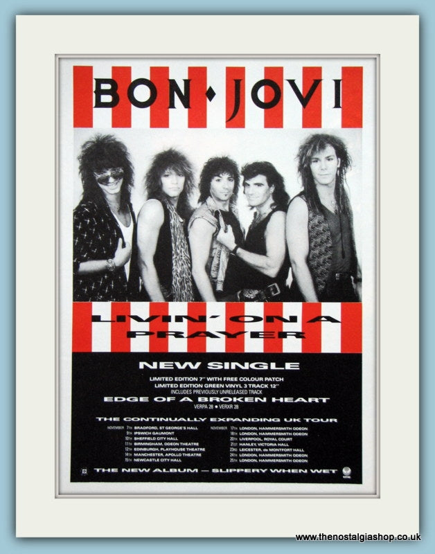 Bon Jovi, Livin' On A Prayer 1986 Original Advert (ref AD3282)