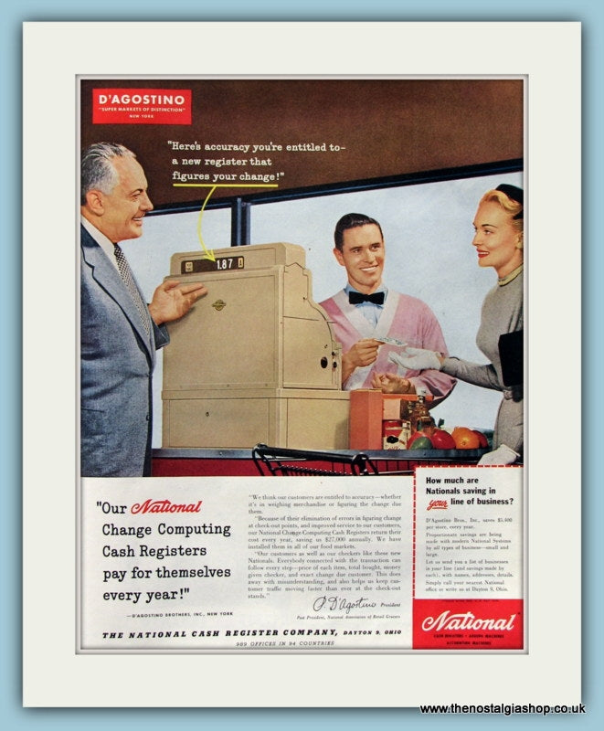 National Cash Registers Original Advert 1956 (ref AD8207)