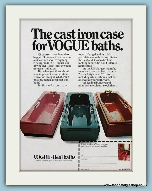 Vogue Baths Set Of 2 Original Adverts 1977 (ref AD2379)