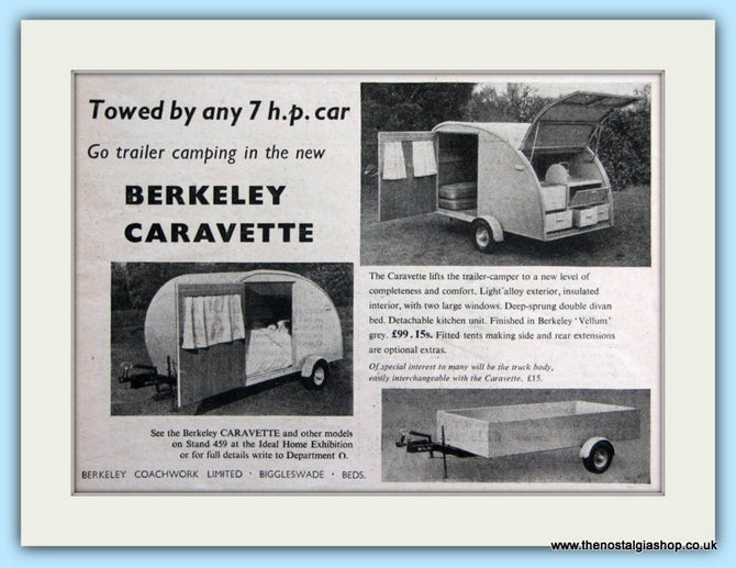 Berkeley Caravette And Trailer Original Advert 1953 (ref AD6325)