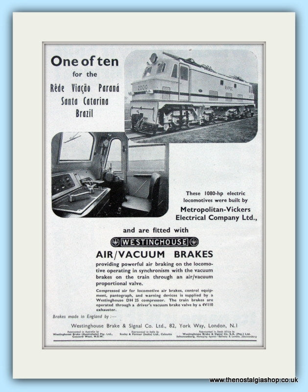 Westinghouse Brakes Set Of 2 Original Adverts 1955 & 1957 (ref AD6504)