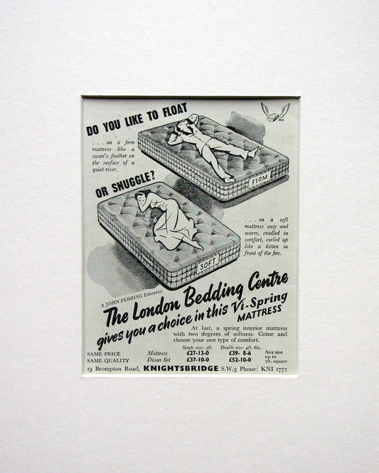 The London Bedding Centre Mattress 1953 Original Advert (ref AD1538)