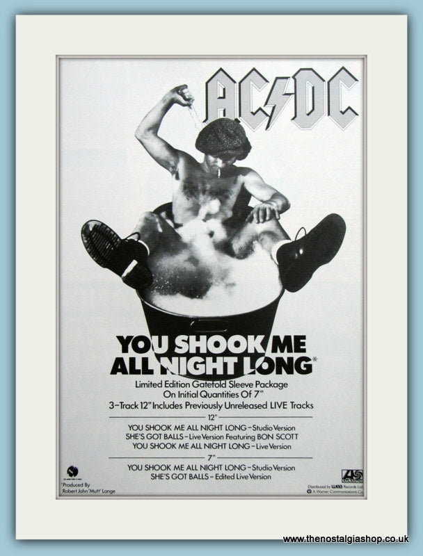 AC DC You Shook Me All Night Long 1980 Original Advert (ref AD3111)