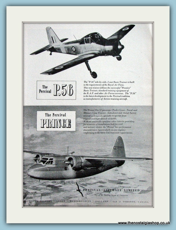 The Percival P.56 & Prince Original Advert 1951 (ref AD4263)