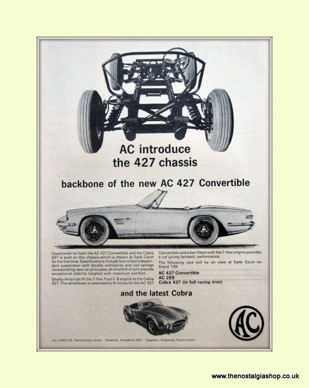 AC 427 Convertible. 1965 Original Advert. (ref AD6613)