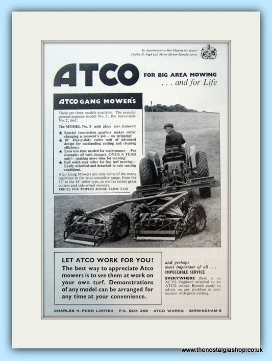 ATCO Gang Mowers. Original Advert 1968 (ref AD4646)