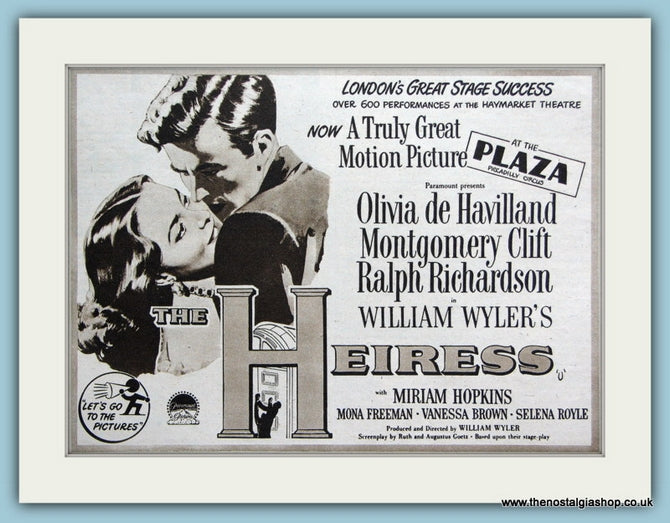 The Heiress starring Olivia De Havilland, 1950 Original Advert (ref AD3253)