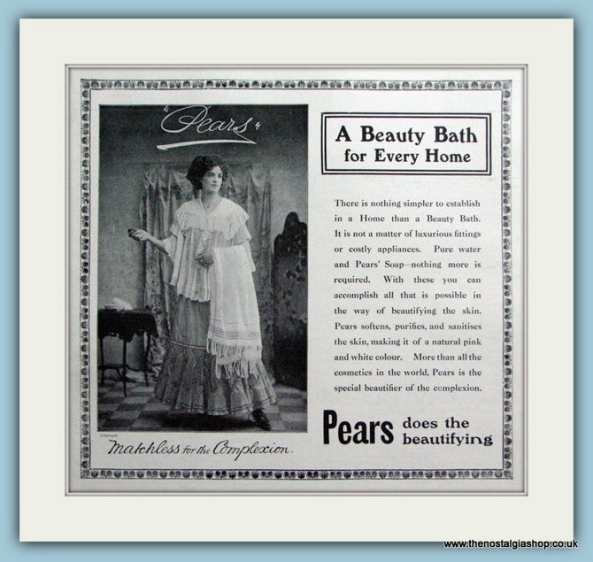 Pears Beauty Bath. Original Advert 1911 (ref AD6014)