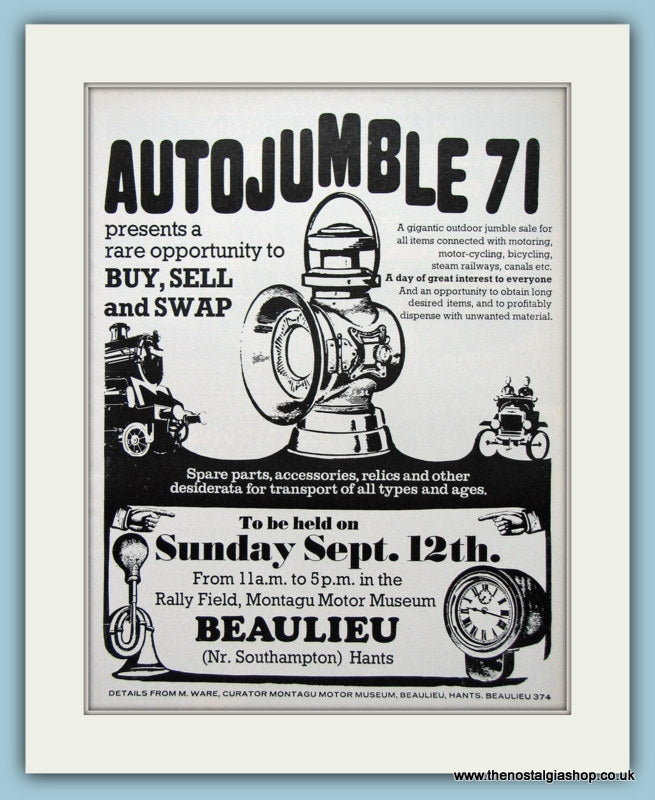 Beaulieu Autojumble Event 1971. Original Advert (ref AD2029)