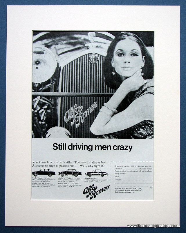 Alfa Romeo..Still Driving Men Crazy. Original advert 1967 (ref AD1422)