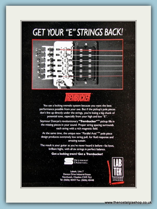Trembucker Pickups. Original Advert 1990 (ref AD2209)