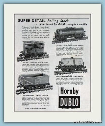Hornby Dublo Set of 2 Rail Original Adverts 1962 (ref AD2839)