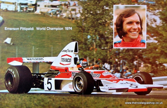 Emerson Fittipaldi World Champion 1974 . Pullout 1974 (ref AD1116)