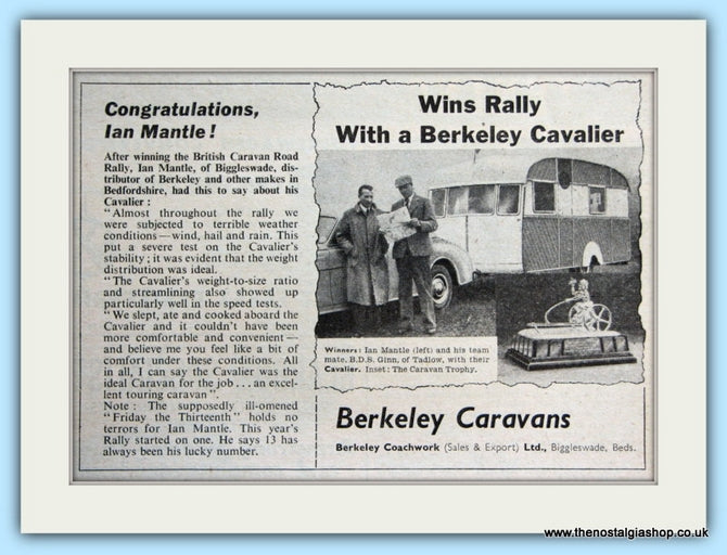 Berkeley Caravans Cavalier original Advert 1955 (ref AD5067)