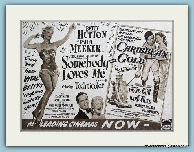 Somebody Loves Me starring Betty Hutton. 1953 Original Advert (ref AD3213)