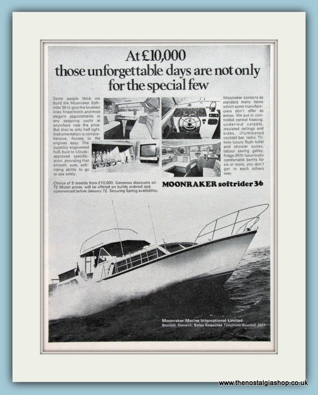 Moonraker Softrider 36 Yacht Original Advert 1971 (ref AD2333)
