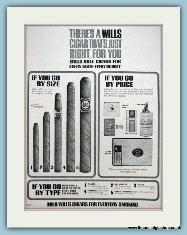 Will's Cigars Original Advert 1964 (ref AD6089)