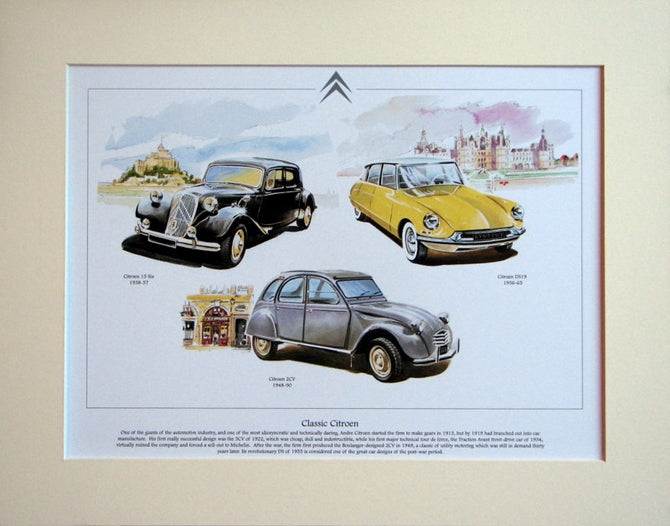 Citroen Classic cars  Mounted Print