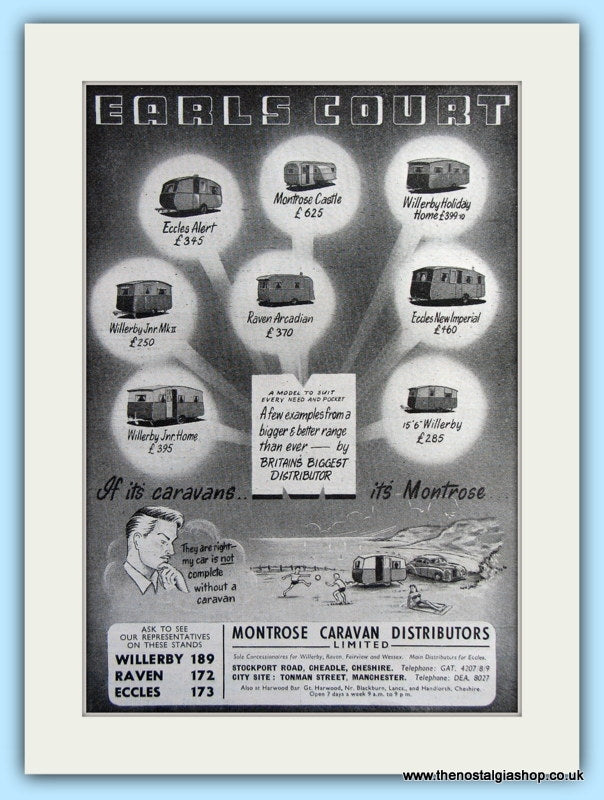 Montrose Caravans At Earls Court Original Advert 1953 (ref AD6343)