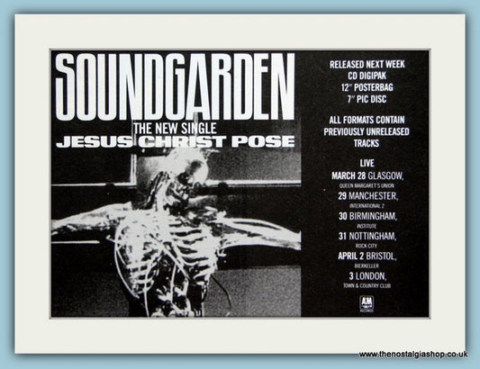 Soundgarden. Jesus Christ Pose. Original Advert 1992 (ref AD1966)