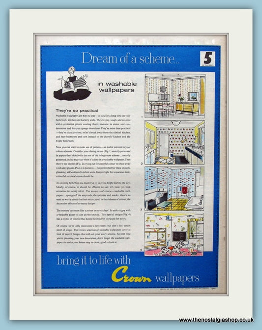 Crown Wallpapers Original Advert 1960 (ref AD3915)