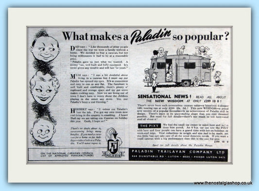 Paladin Wisdom Caravan Original Advert 1952 (ref AD5058)