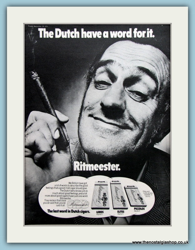 Ritmeester Dutch Cigars Set Of 2 Original Adverts 1971 (ref AD6028)
