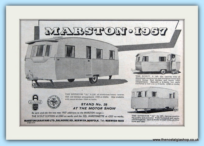 Marston Caravans Original Advert 1956 (ref AD6330)