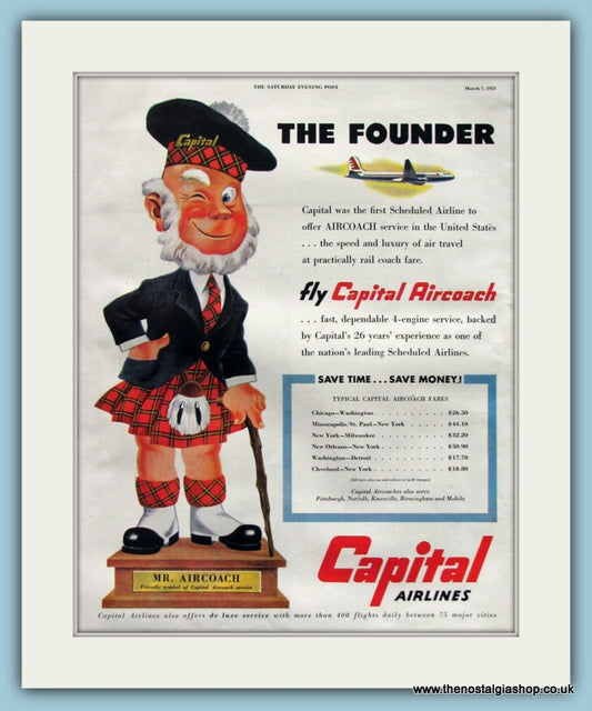 Capital Airlines Original Advert 1953 (ref AD8249)