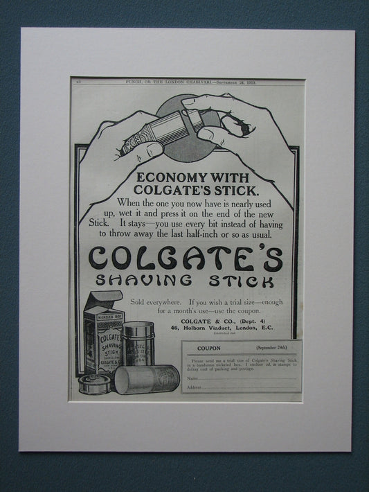 Colgate Shaving stick 1913 Original advert (ref AD853)