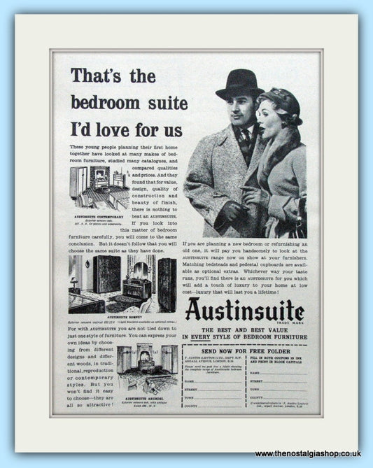Austinsuite Bedroom Furniture Original Advert 1955 (ref AD4713)