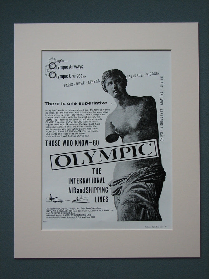 Olympic Airways & Shipping 1961 Original adverts  x2 (ref AD675)