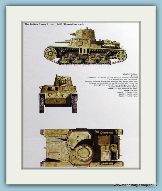 Italian Carro Armato M11/39 Medium Tank Print (ref PR465)