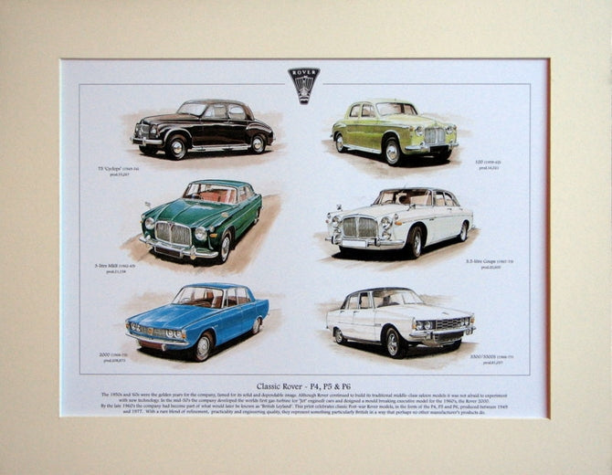 Rover  P4, P5 & P6 classics  Mounted print