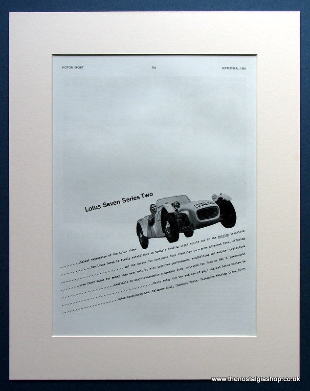 Lotus Seven Series Two 1960 Original Advert (ref AD 1663)