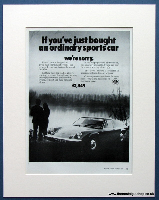 Lotus Europa 1971 Original Advert (ref AD1667)