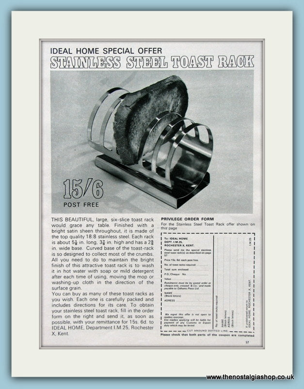 StainlessSteel Toast Rack Original Advert 1967 (ref AD2504)