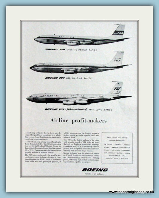 Boeing 720 & 707 Airline Original Advert 1959 (ref AD4250)