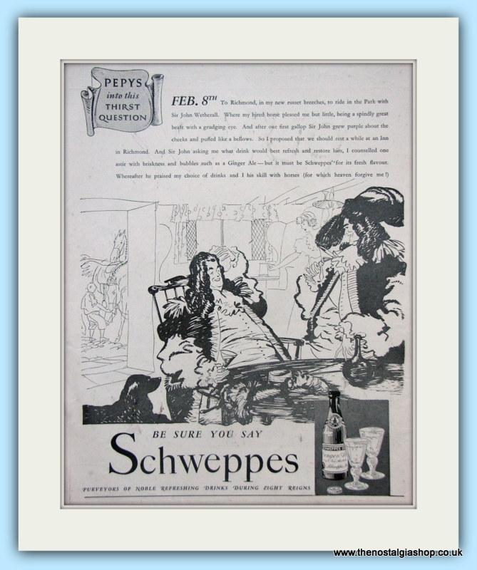 Schweppes. Set of 3 Original Adverts 1938. (ref AD4952)