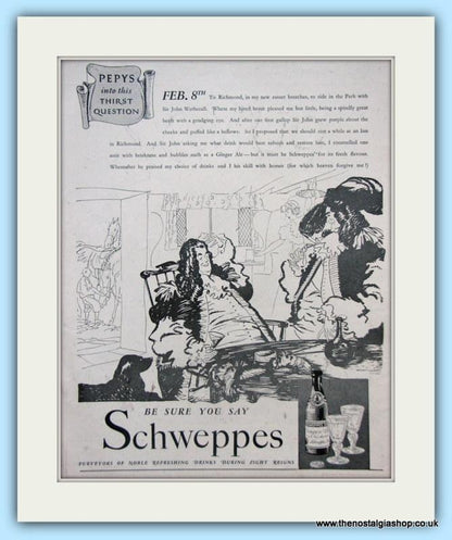 Schweppes. Set of 3 Original Adverts 1938. (ref AD4952)