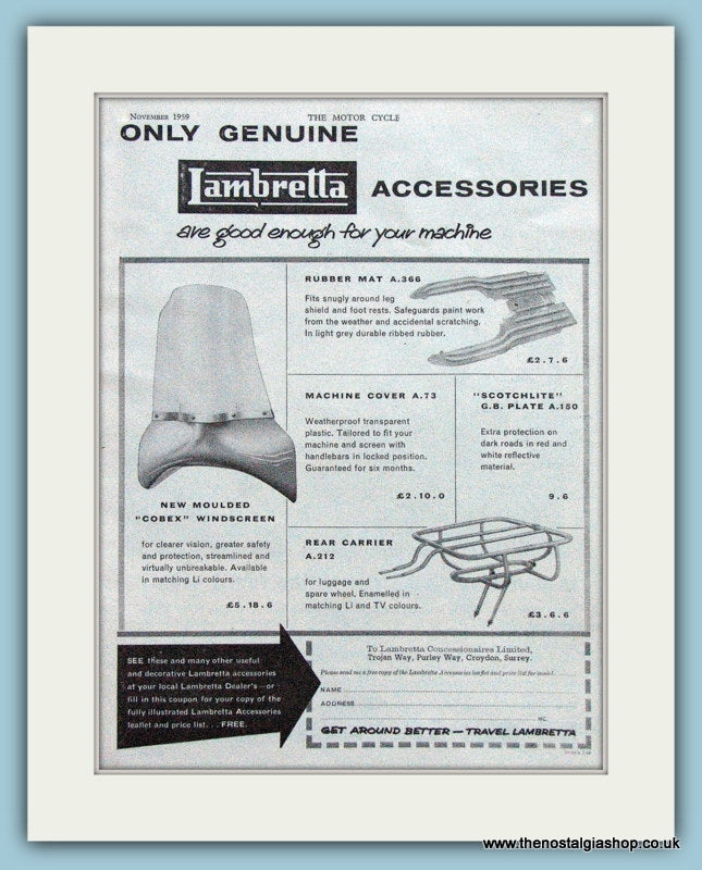 Lambretta Accessories 1959 Original Advert (ref AD4079)