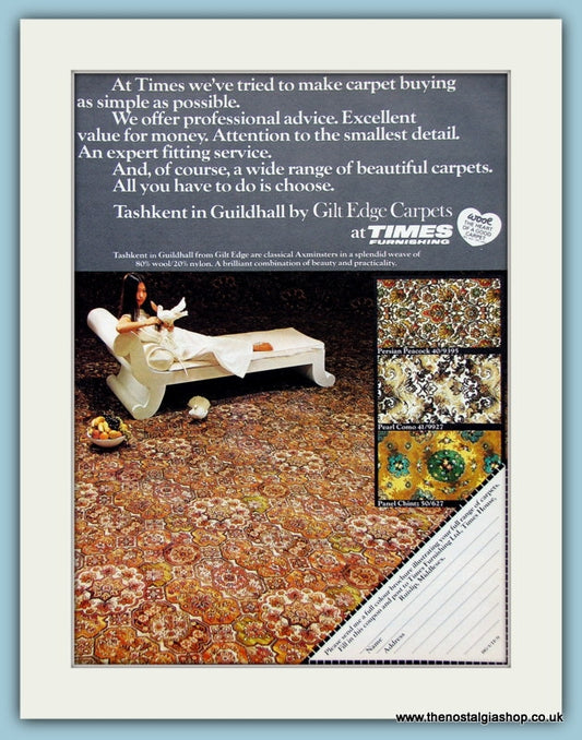 Times Furnishings Carpets. Original Advert 1975 (ref AD2530)