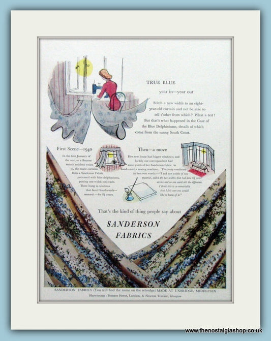 Sanderson Fabrics. Original Advert 1953 (ref AD4728)