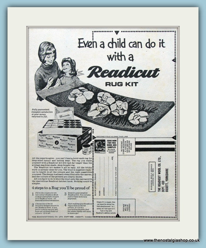 Readicut Rug Kit. Original Advert 1965 (ref AD3683)