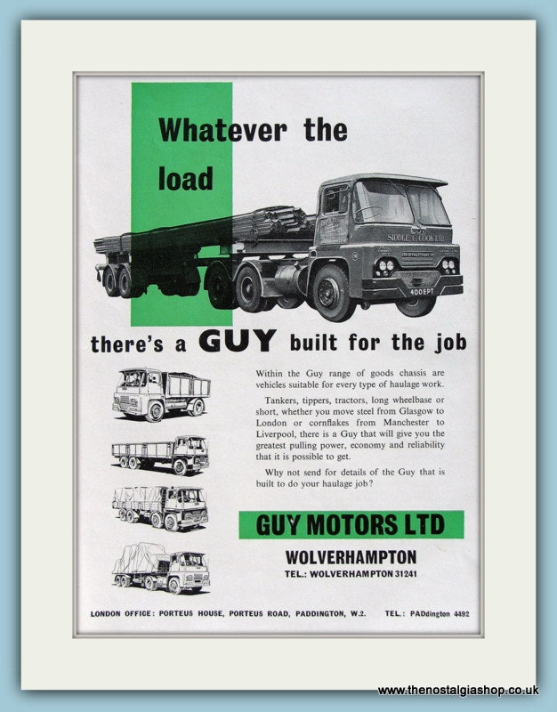 Guy Tanks Tippers Trucks Original Advert 1960 (ref AD2985)