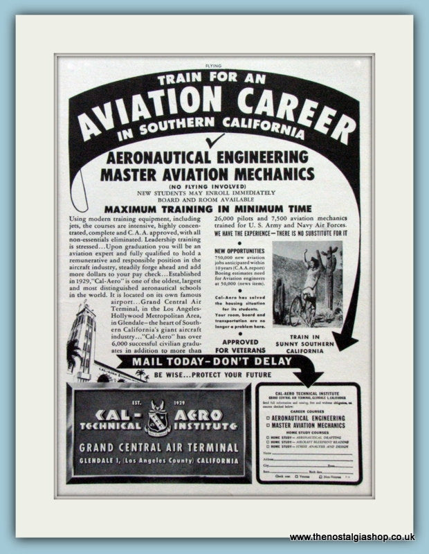 Southern California Aviation Career Original Advert  1948 (ref AD4229)