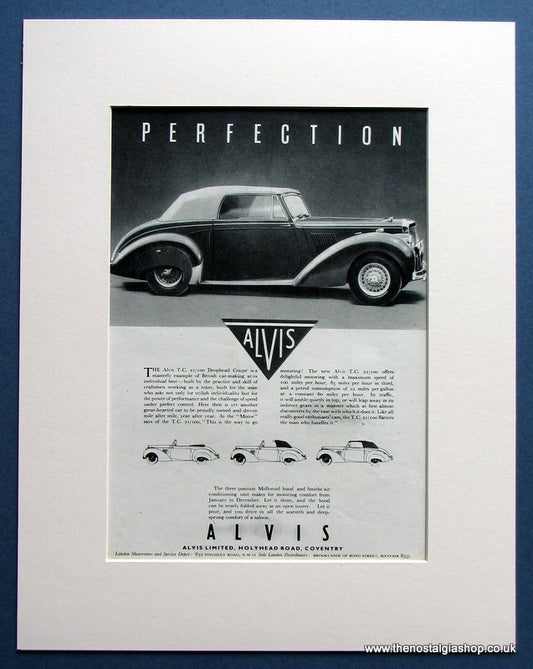 Alvis TC 21/100 Drophead Coupe 1954 Original Advert (ref AD1466)